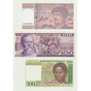 3 szt. banknoty Świat, stany UNC