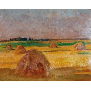 Stanisław CZAJKOWSKI (1878-1954), Pejzaż ze snopami, ok. 1920