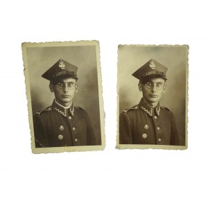 Żołnierz II RP Dwie fotografie z odznaką POS i inną
