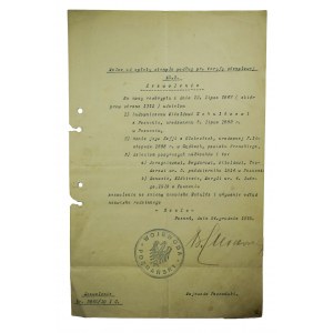 [AUTOGRAF WOJEWODY POZNAŃSKIEGO 1919r.] Zezwolenie na zmianę nazwiska Schultz-Szulc