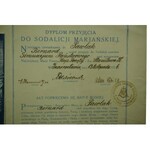 [SODALICJA MARIAŃSKA] Dyplom przyjęcia do Sodalicji Mariańskiej INOWROCŁAW 13.XI.1926r.