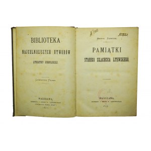 RZEWUSKI Henryk - Pamiątki starego szlachcica litewskiego, 1877r.