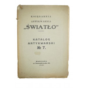 [KATALOG] Księgarnia i antykwarnia Światło Katalog antykwarski Nr 7, Warszawa 1931r.