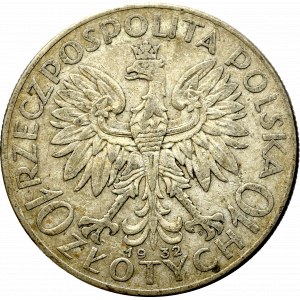 II Rzeczpospolita, 10 złotych 1932 ZZM Głowa kobiety