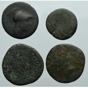 Zestaw 4 antycznych monet z kontrmarkami
