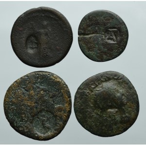 Zestaw 4 antycznych monet z kontrmarkami