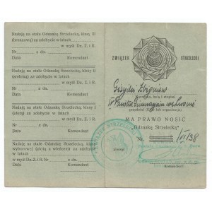 II RP, Związek Strzelecki legitymacja Odznaki Strzeleckiej Lwów 1938
