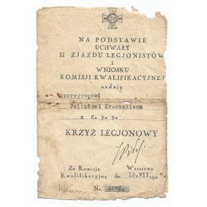 II RP, Nadanie Krzyża Legionowego dla żołnierza 2 Pułku Piechoty, 1927