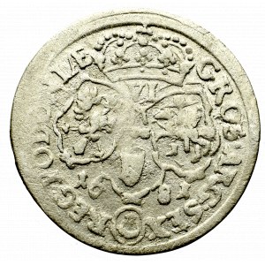 Jan III Sobieski, Szóstak 1681, Bydgoszcz - rzadkość - 3 perły w obręczy tarczy