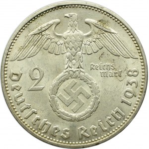 III Reich, 2 mark 1938 F Hindenburg