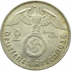 III Reich, 2 mark 1938 F Hindenburg