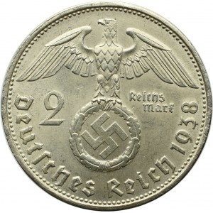 III Reich, 2 mark 1938 B Hindenburg