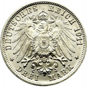 Germany, Wuertemberg, 3 mark 1911