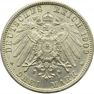 Niemcy, Badenia, 3 marki 1909