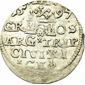 Zygmunt III Waza, Trojak 1597, Ryga - nieopisany DxG