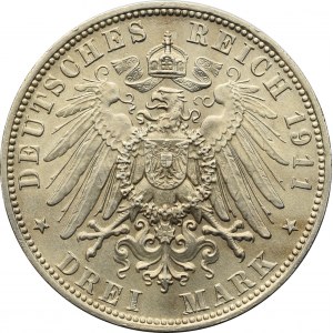 Germany, Bayern, 3 mark 1911