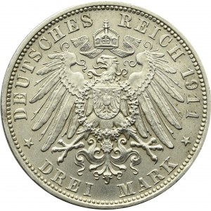 Germany, Bayern, 3 mark 1911