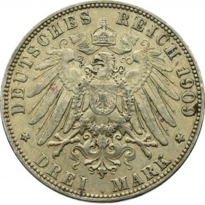 Niemcy, Hamburg, 3 marki 1909