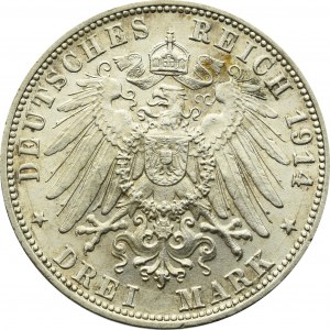 Germany, Wuertemberg, 3 mark 1914