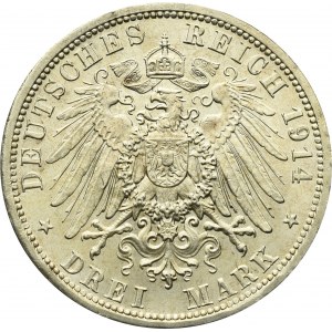 Germany, Preussen, 3 mark 1914