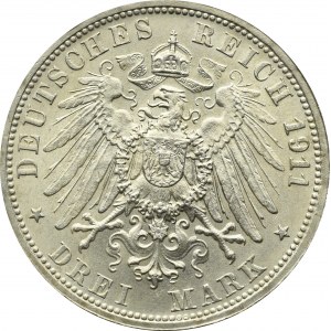 Germany, Wuertemberg, 3 mark 1911