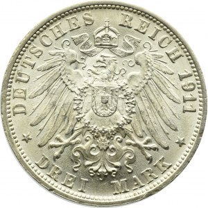 Germany, Wuertemberg, 3 mark 1911