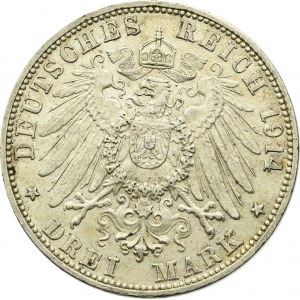 Germany, Baden, 3 mark 1914