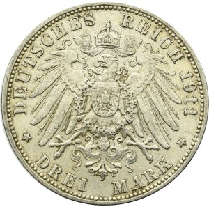 Niemcy, Hamburg, 3 marki 1911
