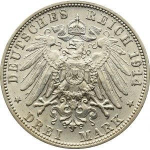 Germany, Wuertemberg, 3 mark 1914