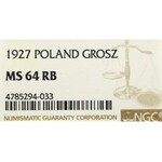 II Republic of Poland, 1 groschen 1927 - NGC MS64 RB