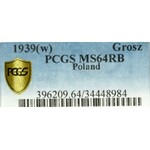 II Republic of Poland, 1 groschen 1939 - PCGS MS64 RB