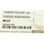 Peoples Republic of Poland, 10 zloty 1969 Kosciuszko - NGC MS67
