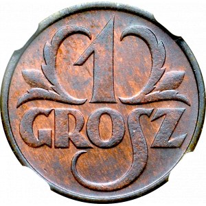 II Republic of Poland, 1 groschen 1930 - NGC MS66 RB