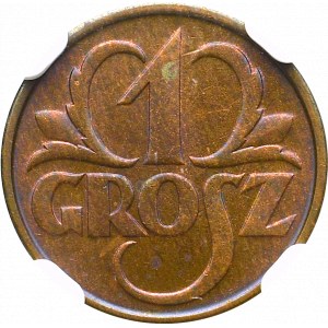 II Republic of Poland, 1 groschen 1934 - NGC MS64 RB