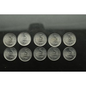 Peoples Republic of Poland, Lot of 5 groschen 1962 (10 ex.)