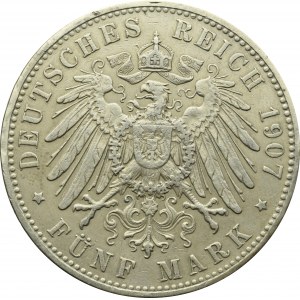 Germany, Bayern, 5 mark 1907