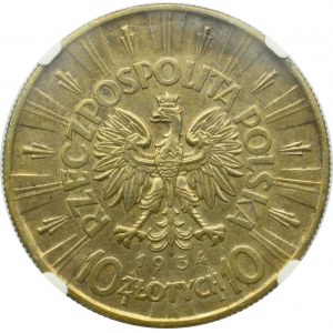 II Rzeczpospolita, 10 złotych 1934 Piłsudski - NGC UNC Details