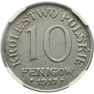 Królestwo Polskie, 10 fenigów 1917 - NGC UNC Details