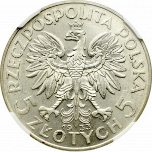 II Republic of Poland, 5 zloty 1933 - NGC AU58