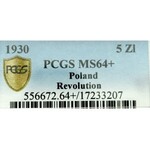 II Rzeczpospolita, 5 złotych 1930 Sztandar - PCGS MS64+