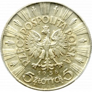 II Republic of Poland, 5 zloty 1938 Pilsudski - PCGS MS62