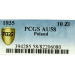 II Rzeczpospolita, 10 złotych 1935 Piłsudski - PCGS AU58