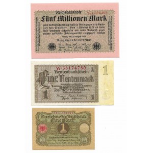 Niemcy, zestaw banknotów (3 egzemplarze)