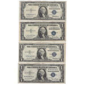 USA, zestaw banknotów 1 dolar (4 egzemplarze)