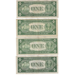 USA, zestaw banknotów 1 dolar (4 egzemplarze)