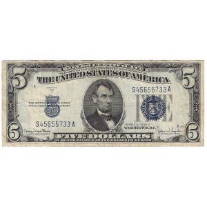 USA, 5 dolarów 1934 D, niebieska pieczęć