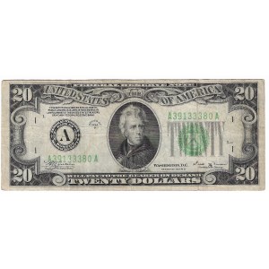 USA, 20 dolarów 1934 B, zielona pieczęć
