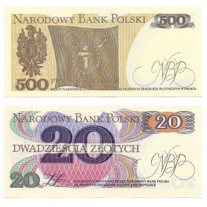 PRL i III RP, zestaw 20 i 500 złotych 1982