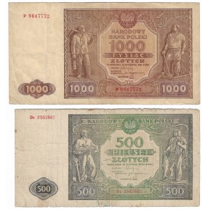 PRL, zestaw 500 i 1000 złotych 1946