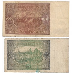 PRL, zestaw 500 i 1000 złotych 1946